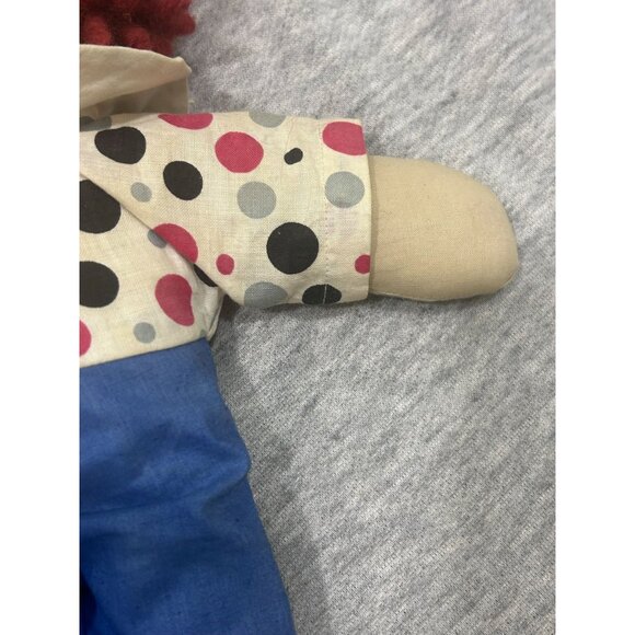 Raggedy Andy Doll Plush Stuffed Cloth Toy For Kids One Arm Handmade Blue/White - Picture 9 of 9